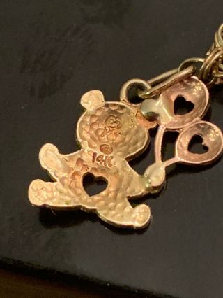 Vintage 14k Yellow Gold Charm Bracelet With 3 Charms,  7” 4.  2g 5