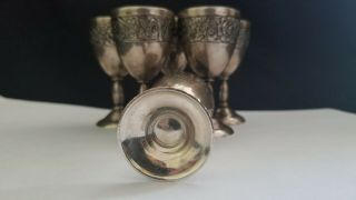 Antique 925 Sterling Silver Set 6 Floral Ornate Kiddush Cups 220 gram not scrap 4