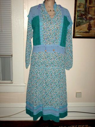 Vintage Diane Freis Georgette Dress Blue Abstract Dress One Size Boho