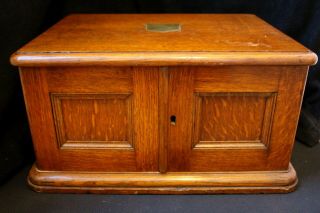 Antique Oak 3 Drawer Sheffield Flatware Case Or Convert To Jewelry Box