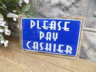 Please Pay Cashier Glass Sign,  Vintage Coca Cola Register Display Sign I