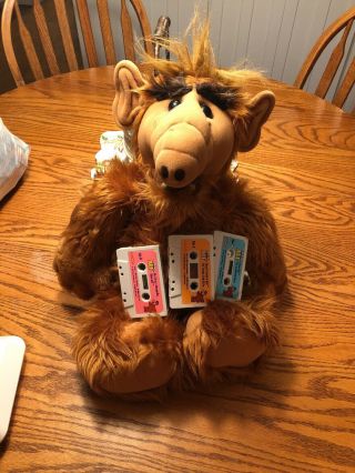 1986 Vintage Talking Alf The Alien Plush Doll Coleco 20 " With Three Cassettes
