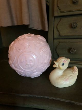 Vintage Antique Viceroy Sun Rubber Baby Squeak Toy Ball And Duck From Canada