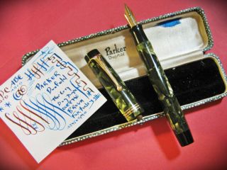 Vtg Parker Duofold Senior Deluxe In Case Fountain Pen Flex 14k Gold Nib Canada