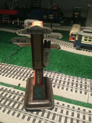 6 Vintage Bing or Marklin Station direction information stands 8