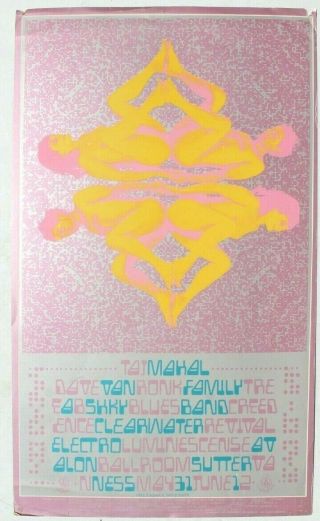 Vtg Fillmore Bill Graham Concert Poster 1st 1968 Taj Mahal No.  121 (20 Of 60)