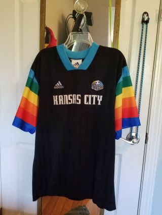 Vintage 1997 Adidas Mls Kansas City Wizards Rainbow Jersey Mens Sz Xl Worn Once