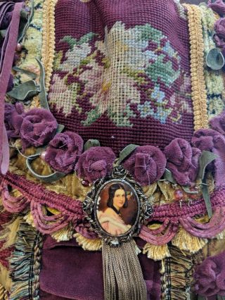 Handmade Fringe Bag Vintage Jewelry Crossbody Floral Tapestry Purse tmyers BOHO 2