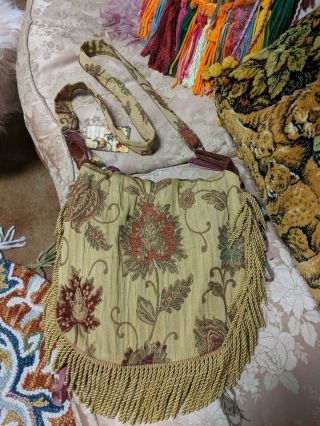 Handmade Fringe Bag Vintage Jewelry Crossbody Floral Tapestry Purse tmyers BOHO 7