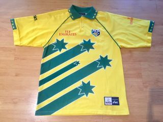 Australia 1999 World Cup Mark Waugh Cricket Vintage Asics Shirt Jersey Medium