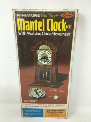 / Vtg 1976 Arrow Miniature Mantle Clock Kit W/ Clock Movement