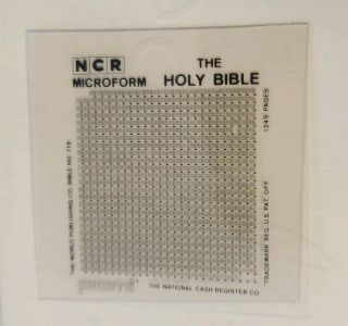 Rare Vintage Holy Bible Ncr Microform.  National Cash Register.  " Lunar Bible "