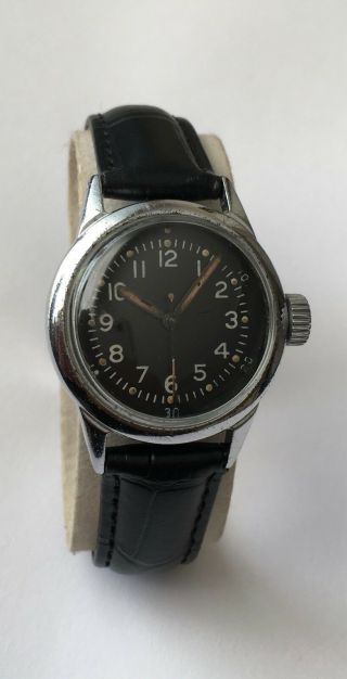 Vintage Rare Military Waltham Watch Fssc - 88 - W - 800 Wwii Black Dial 16 Jewels 6/0