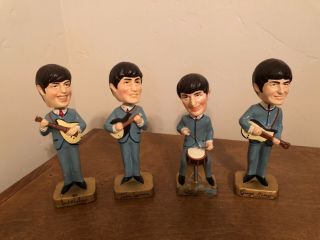 The Beatles 1964 Car Mascots Complete Set Bobbleheads,  Nodders Rare 8 "