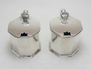 Hallmarked London 1908 Silver Mustard Pots With Liners Elkington & Co