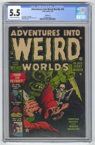 Adventures Into Weird Worlds 18 Cgc 5.  5 Vintage Marvel Atlas Bethlehem Pedigree