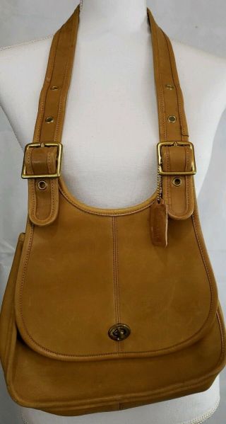Coach Purse Tan Brown Leather Shoulder Vintage Made In York City