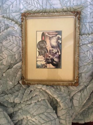 Rare Antique 19th C Currier and Ives Lithograph Kittens Framed Beautifully 7