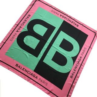 Authentic Balenciaga Color - Block Print Multi - Color Logo 100 Silk Scarf