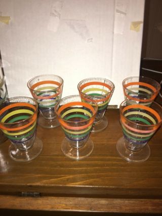 VINTAGE ART DECO GLASS COCKTAIL SHAKER W/ 6 GLASSES SET 3