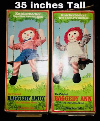 Raggedy Ann And Andy Large 35” Vintage Knickerbocker