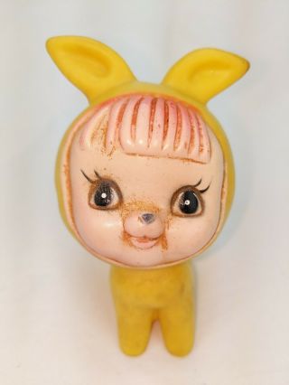 Vintage Baby In Rabbit Costume Squeak Toy Squeaker Made In Taiwan