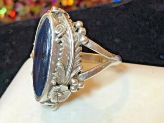 RARE VINTAGE STERLING NATIVE AMERICAN RING SIGNED RAY GASPER ZUNI LABRADORITE 2