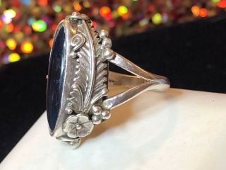 RARE VINTAGE STERLING NATIVE AMERICAN RING SIGNED RAY GASPER ZUNI LABRADORITE 5