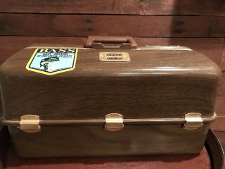 Vintage Umco 1000 Ws Tackle Box Brown Wood Grain Rare Color And Model Fishing