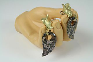 Linda Hesh ' s Jasper Monster Hoop earrings - Artist Made and 2