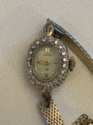 Vintage Lady Hamilton Watch 14K Gold,  10 Diamonds,  22 Jewel,  761 Movement 3
