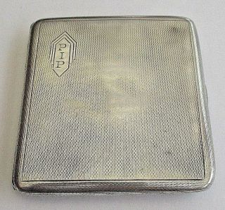 Art Deco Solid Silver Cigarette Case,  Birmingham 1936 Has The Initials " Pip "