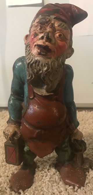 Antique Cast Iron Gnome,  Door Stop 10 " High (e181)
