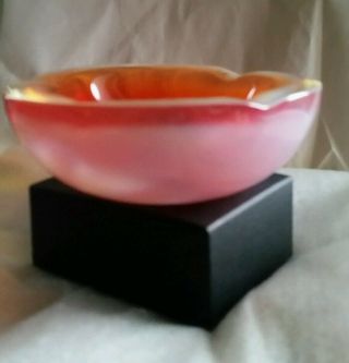 Vintage Unique Murano Blown Art Glass Tri Colored Geode Ashtray Decorative Bowl