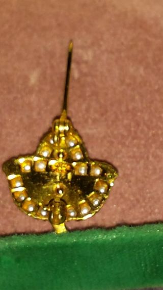 Vintage Alpha Kappa Alpha AKA 10K Gold & Pearls Sorority Leaf Pin 11