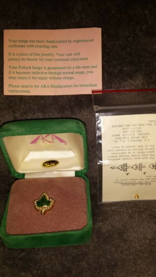 Vintage Alpha Kappa Alpha AKA 10K Gold & Pearls Sorority Leaf Pin 8