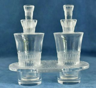 Vintage 6 Piece Art Deco Lalique France Bourgueil Crystal Cruet Bottle Set