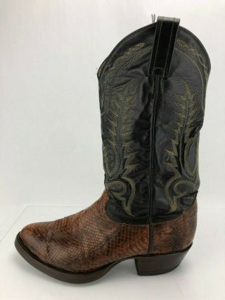 Tony Lama Snake Skin Boots Cowboy Black Brown Western Vintage Mens Us 8.  5 Ee