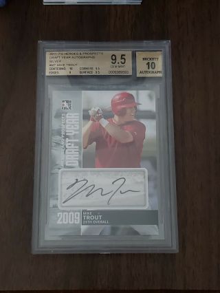 2011 Itg Heroes & Prospects Mike Trout Draft Year Auto /39 Bgs 9.  5/10 - Rare