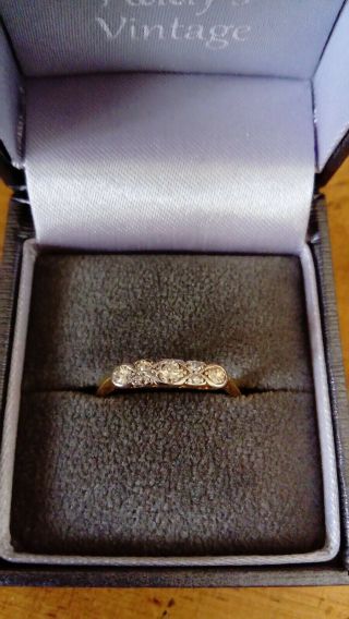 Pretty Victorian 18ct Yellow Gold Diamond Ring,  Size L.