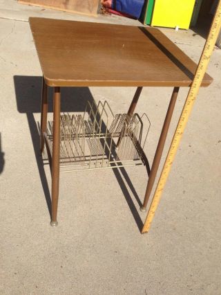 Vintage Mid Century Record Stereo Stand Console Table Retro Album Rack