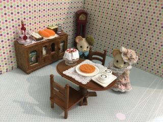 Sylvanian Families Rare Vintage Dining Room Set With Drop Leaf Table