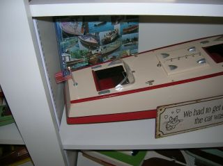 TOY WOOD BOAT ORKIN CRAFT 29.  INCHES ITO BATTERY OPERATED BOAT K&O VINTAGE1930S 3