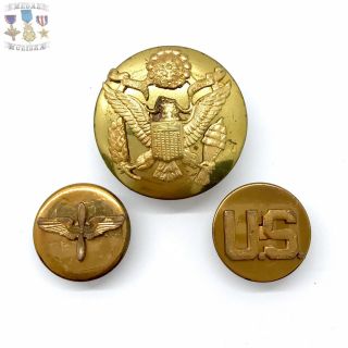 Wwii Us Army Air Corps Collar Insignia Enlisted Cap Badge Aac Aaf Ww2 Stock 4