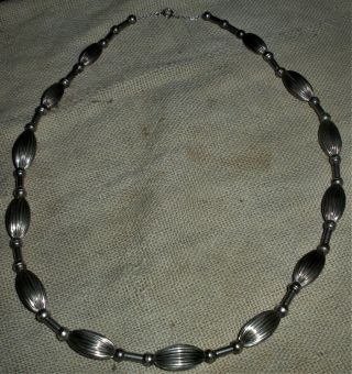 Vintage C.  1940 - 50s Navajo " Pearl " Sterling Silver Bead Necklace Vafo