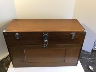 Vintage H.  Gerstner & Sons Oak Wooden Machinist Tool Box Chest W/ 11 Drawers 8