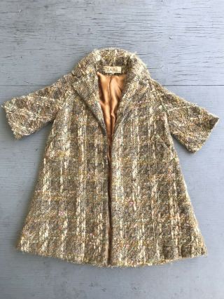 Rare Vintage Lilli Ann Of Paris San Francisco Open Weave Wool Green Brown Coat