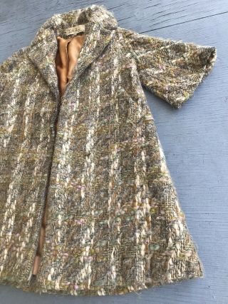 RARE Vintage LILLI ANN OF PARIS SAN FRANCISCO Open Weave Wool Green Brown Coat 2