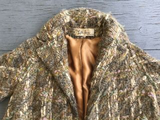 RARE Vintage LILLI ANN OF PARIS SAN FRANCISCO Open Weave Wool Green Brown Coat 3