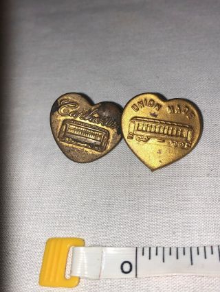 Rare Carhartt’s Heart Buttons Union Made “2 - 26 - 1918” 1910s - 1920s Car In Heart